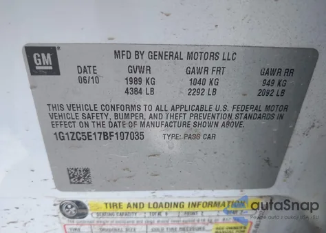 2011 Chevrolet Malibu 1Lt z USA, uszkodzony, nr VIN 1G1ZC5E17BF107035